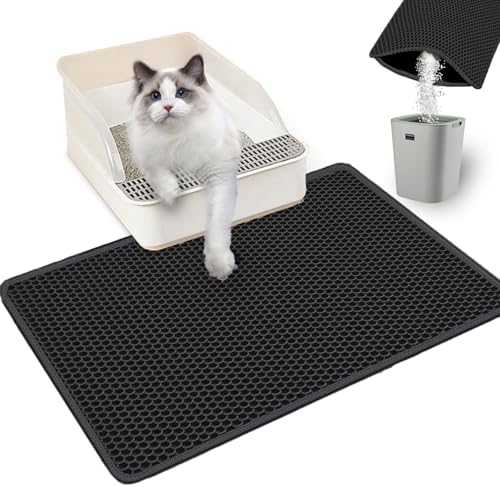 Ultra-Soft Cat Litter Mat 23.4"x14.7" Urine-Proof Non-Slip Black by Xuanyaente