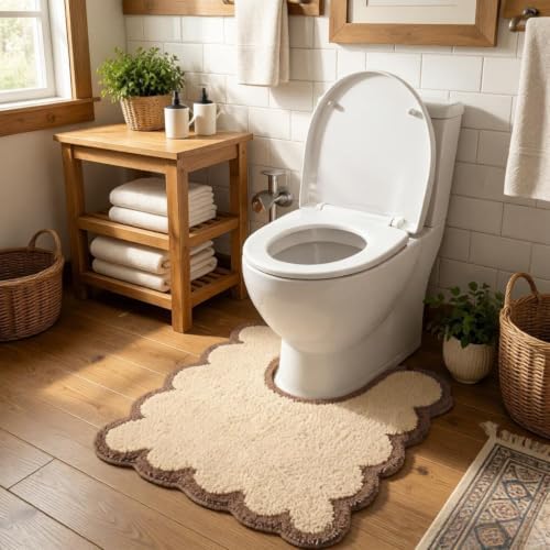 Farmhouse Decor Cute Khaki U Shaped Toilet Mat - Image 7