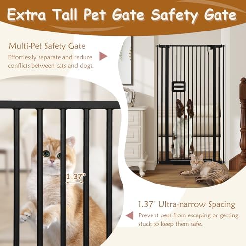 55'' Extra Tall Cat Gate, 30.1"-34.1" Wide Auto Close Tall Pet Gate - Image 3