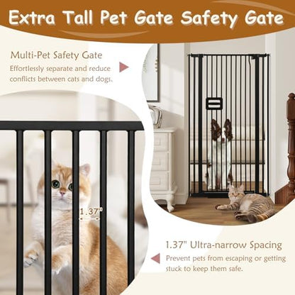 55'' Extra Tall Cat Gate, 30.1"-34.1" Wide Auto Close Tall Pet Gate - Image 3