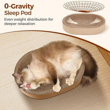 ComSaf Cat Scratcher Bed, Oval Cardboard Scratching Board - Image 3
