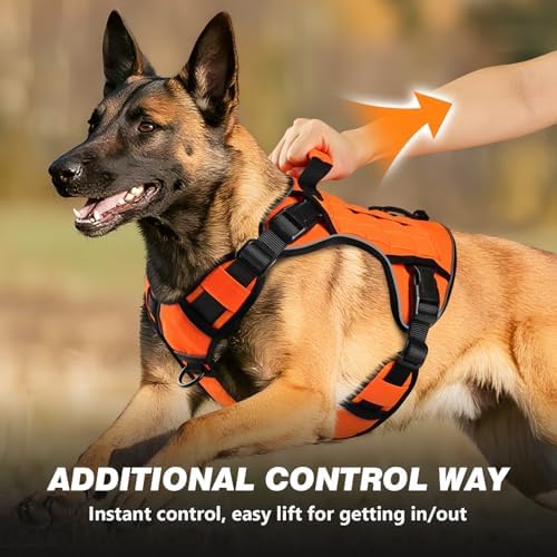 Orange Tactical Dog Harness for Extra Large Dogs, No Pull Dog Harness - Image 3