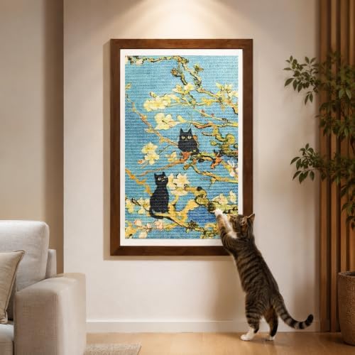 Wall Art Cat Scratcher, Framed Sisal Scratch Pad by LESISSMER