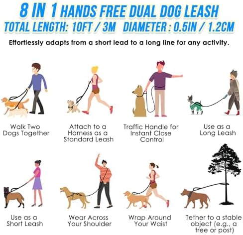Lukovee Hands Free Dog Leash, 10FT Adjustable Waist-Lead & Shoulder Lead - Image 4
