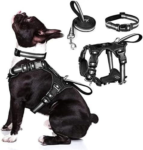 WINSEE Pet Harness Collar and Leash Set, All-in-one Reflective Dog Harness No by WINSEE
