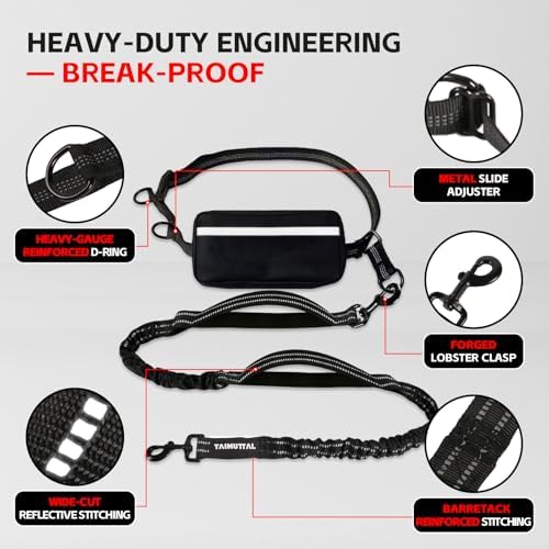 Hands Free Dog Leash with Waist Belt & Large Pouch, Waist Leash - Image 5