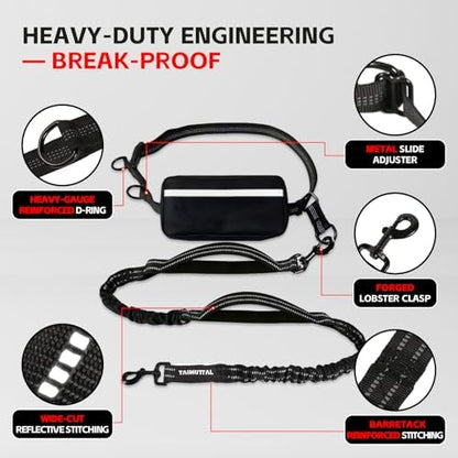 Hands Free Dog Leash with Waist Belt & Large Pouch, Waist Leash - Image 5