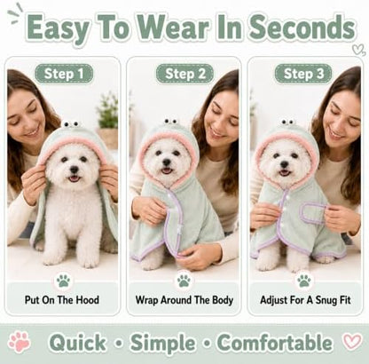 Dog Bathrobe Towel, Soft Hooded Dog Drying Wrap - Image 6