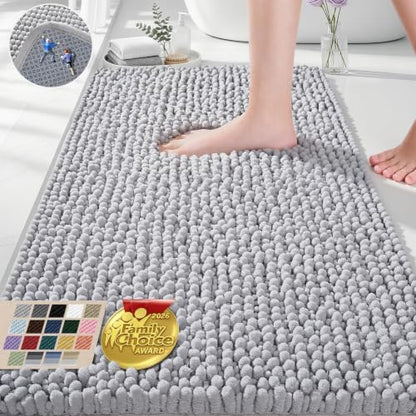 Ophanie Grey Bathroom Rugs 30x20, Soft Chenille Bath Mat, Non Slip Absorbent by Ophanie