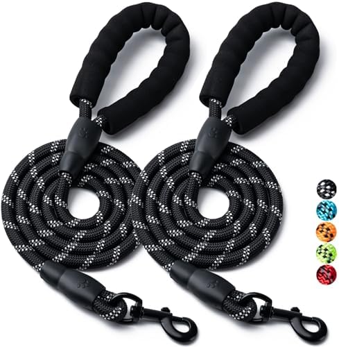 2 Pack Dog Leash, Heavy Duty Nylon Rope Pet Leashes by BOOMIBOO