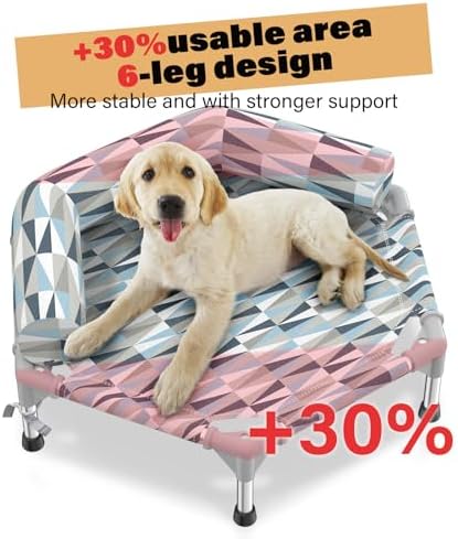 Elevated Dog Bed with Bolster, Raised Cooling Orthopedic Dogs Cot Small - Image 3