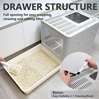 Foldable Cat Litter Box with Lid, Enclosed Potty, Large Top Entry - Image 6
