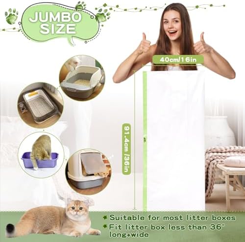 Litter Box Liners Large, Jumbo Drawstring Cat Litter Bags, Extra Thick Litter - Image 2
