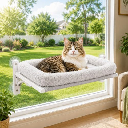Cat Window Perch, Faux Rabbit Fur Bed by CutePicksforYourLovelyPets%7E