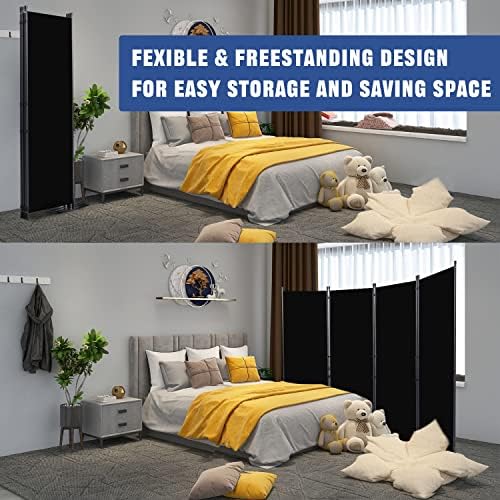 Room Divider 4 Panel-88''Wide, 6FT Room Dividers and Folding Privacy Screens - Image 5