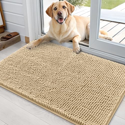 OLANLY Dog Door Mat for Muddy Paws 35x24, Super Absorbent Chenille Mud Mat by OLANLY