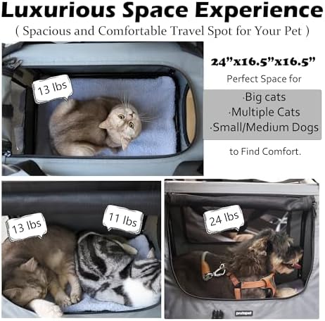 Prutapet Large Cat Carrier 24"x16.5"x16.5" Portable Dog Crate - Image 2