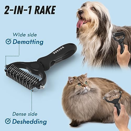 Docrok Pet Grooming Combo: Undercoat Rake, Dematting Deshedding Brush - Image 2