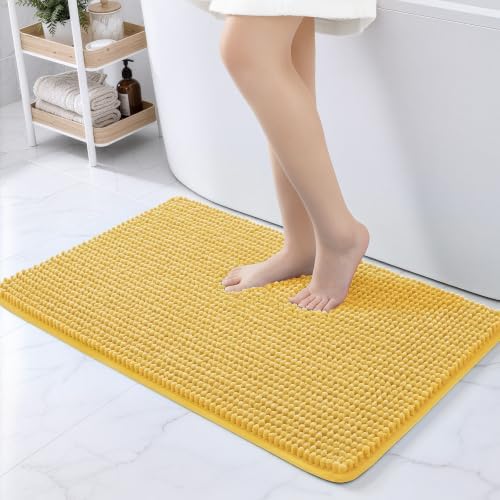Ophanie Yellow Bathroom Rugs 36x24, Soft Chenille Bath Mat, Non Slip Absorbent by Ophanie