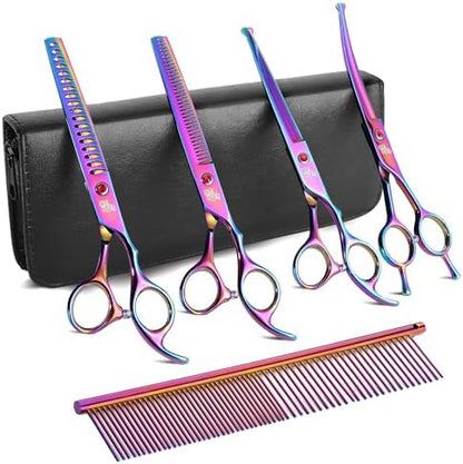 DRGSKL 5-Piece Pet Grooming Scissors Set by ProfessionalKitchenKnife