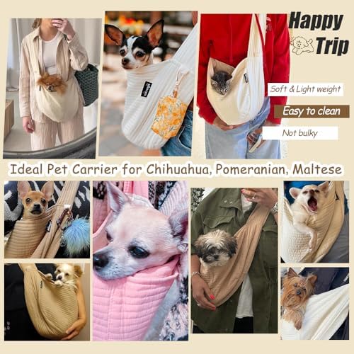 NATUYA Small Dog Cat Carrier Sling, Adjustable Canvas Pet Puppy Pouch - Image 5