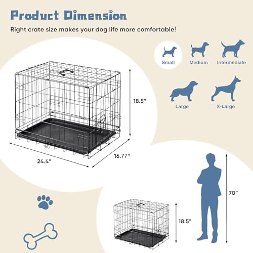 DUMOS Dog Crate 24 Inch, Foldable Puppy Small Dog Cage Pet Kennel - Image 5
