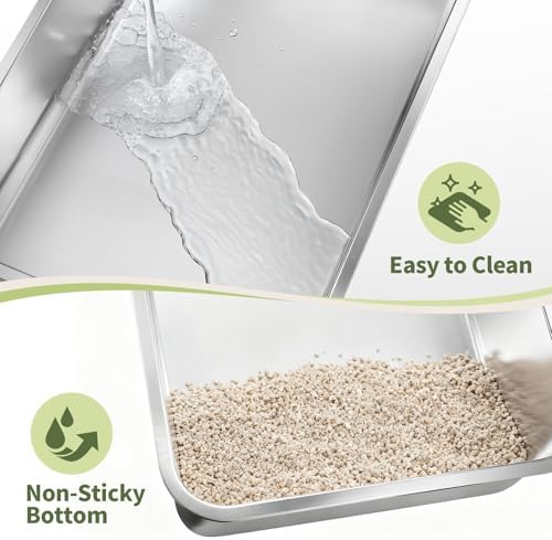 Gimars 2 Pack XL Stainless Steel Cat Litter Box - Image 5