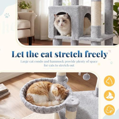 Hey-brother Cat Tree Tower, Wide Base, 5 Platforms - Image 6