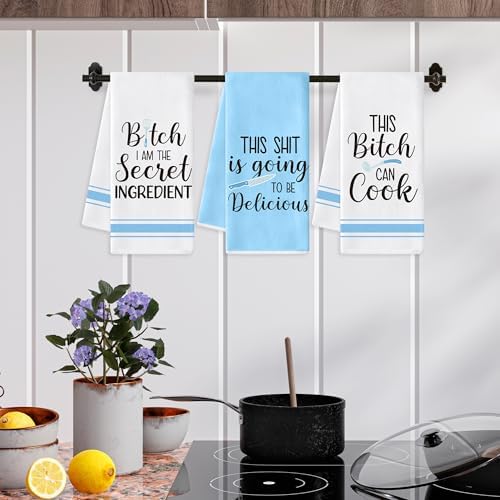 Funny Kitchen Hand Towels, 6 Pack Fun Sayings Decorative Dish Cloths Set - Image 4