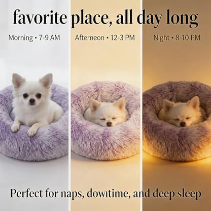 nononfish Cozy Calming Dog Bed, Soft Plush Donut Pet Bed - Image 6