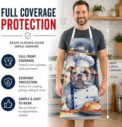 Caroline's Treasures American Bulldog The Chef Apron Cooking Kitchen Server - Image 3
