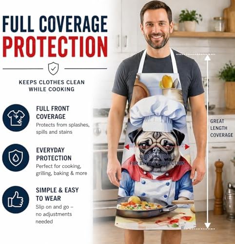 Caroline's Treasures Pug The Chef Apron Cooking Kitchen Server Baking Crafts - Image 3