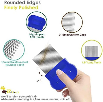 4 Pack Flea Lice Comb, Stainless Steel Dog Cat Grooming Combs - Image 4