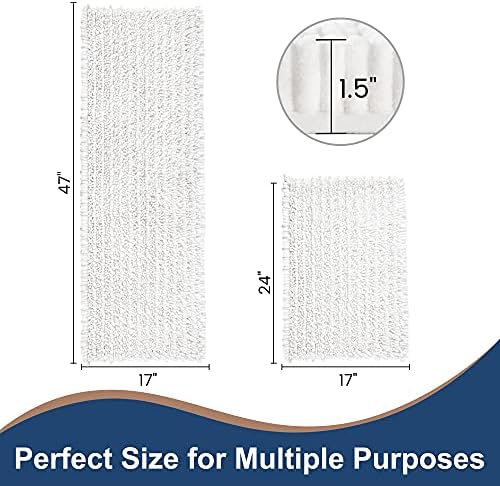 Luxury Chenille White Bathroom Rugs Sets 2 Piece, Thickened Hot Melt Rubber - Image 6