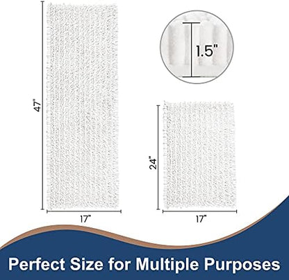 Luxury Chenille White Bathroom Rugs Sets 2 Piece, Thickened Hot Melt Rubber - Image 6