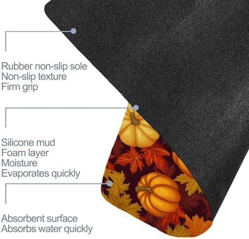 Fall Pumpkin Bath Mat, Fast Drying Thanksgiving Maple Bathmats - Image 6