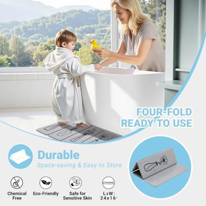 Gray Quick Dry Diatomaceous Foldable Stone Bath Mat - Image 3