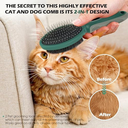 2PCS Pet Grooming Brush and Deshedding Comb Tools - Image 5