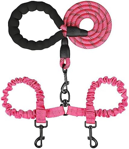 MingXpets Double Dog Leash, 360° Swivel Tangle Free Bungee Walking Training by MingXpets