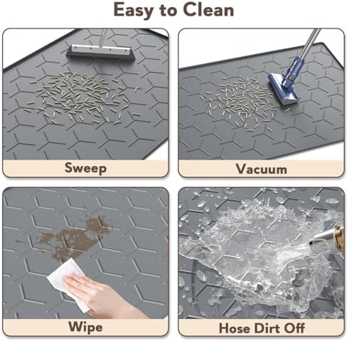 Garoopion Silicone Cat Litter Mat 34×22 inch, Dark Gray - Image 4