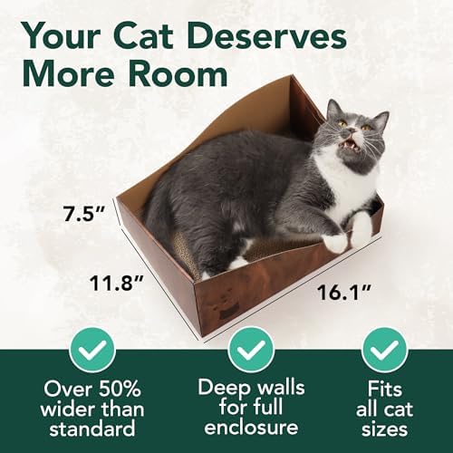 Necoichi Hideaway Cat Scratcher Box — Extra Large | Horizontal Scratch Pad + - Image 5