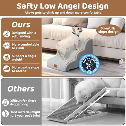 Zerbuger Dog Ramp and Stairs for Bed, Light Grey 3 Steps 16" H - Image 6