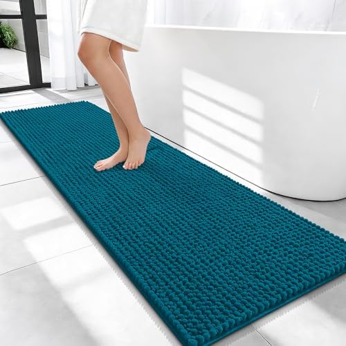 OLANLY Thick Chenille Bathroom Runner Rugs Mats 59x20, Peacock Blue by OLANLY