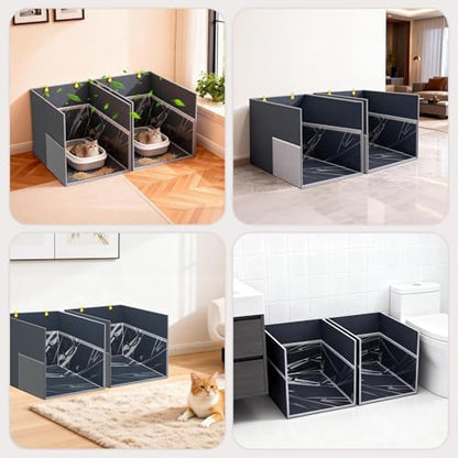 Aokeyee 2PCS Cat Litter Box Enclosure Splash Guard - Image 2
