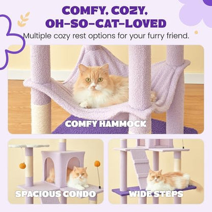 MWPO Flower Large Cat Tree, 70.1-Inch Multi-Level Tall Cat Tower - Image 5