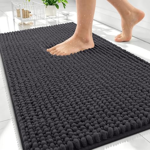 OLANLY Thick Chenille Absorbent Bathroom Rugs Mat 30x20, Dark Grey by OLANLY