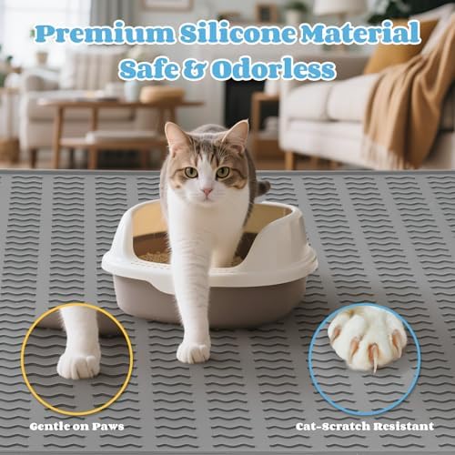 Cat Litter Mat, 47x35in Extra Large Litter Mat, Waterproof Non-Slip - Image 6