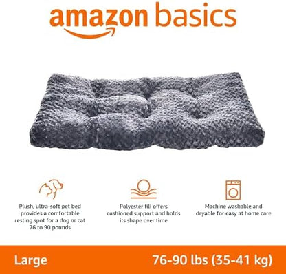 Amazon Basics Washable Cat and Dog Bed, Cozy Crate Pad - Image 2
