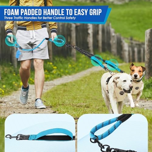 Lukovee Double Dog Leash, Reflective Heavy Duty Lead, No Tangle - Image 2