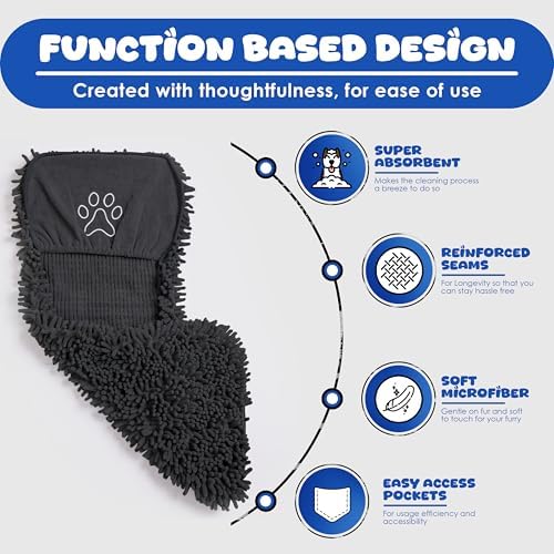 Dog Towel for Drying Dogs, Absorbent Microfiber Bath Towel, Hand Pockets - Image 3
